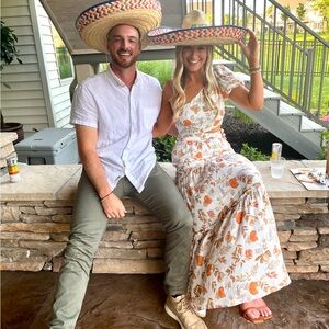 Petal & Pup orange and white skirt and top set